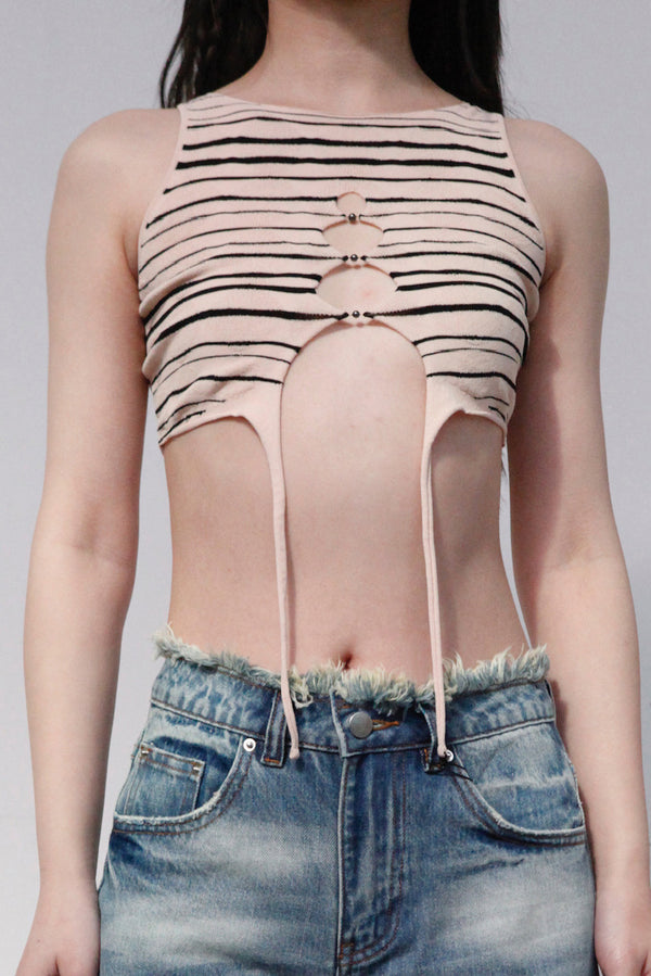 RUI Stripe Panel Mesh Vest RSS23KN08 Blush Blush